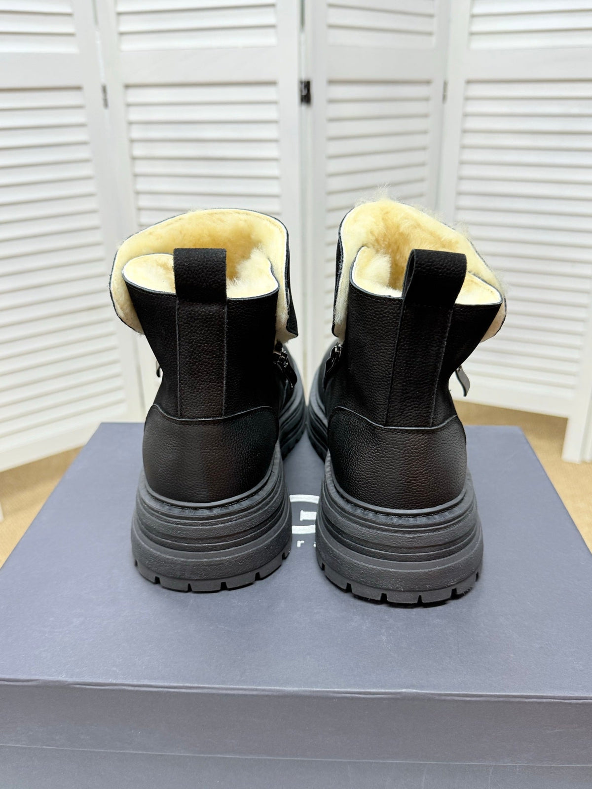 UGG Black Exposed-Shearling Ankle Boots