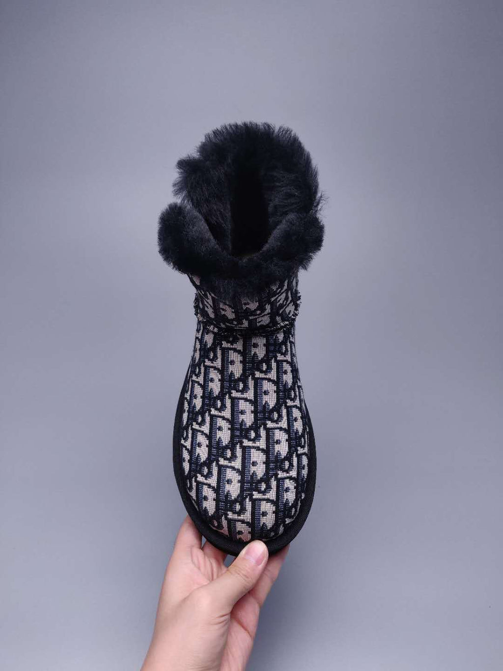 Dior-Inspired Textured Snow Boot — Black | New Arrival | In Stock