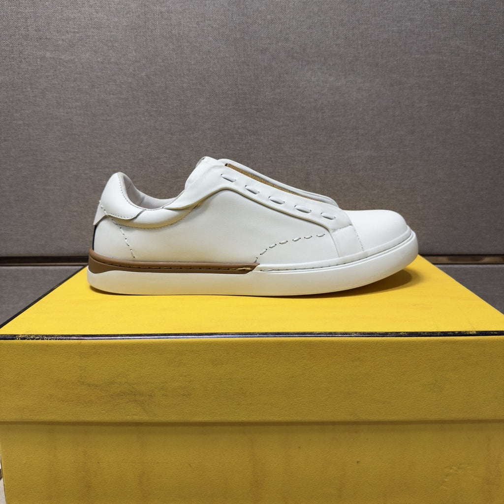 Fendi Brown-Gold Accent Slip-On Sneakers